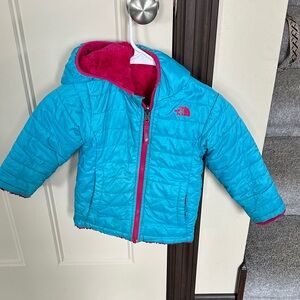 The North Face Blue Jacket with Pink Interior
